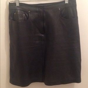 Anne Klein Black Leather Skirt